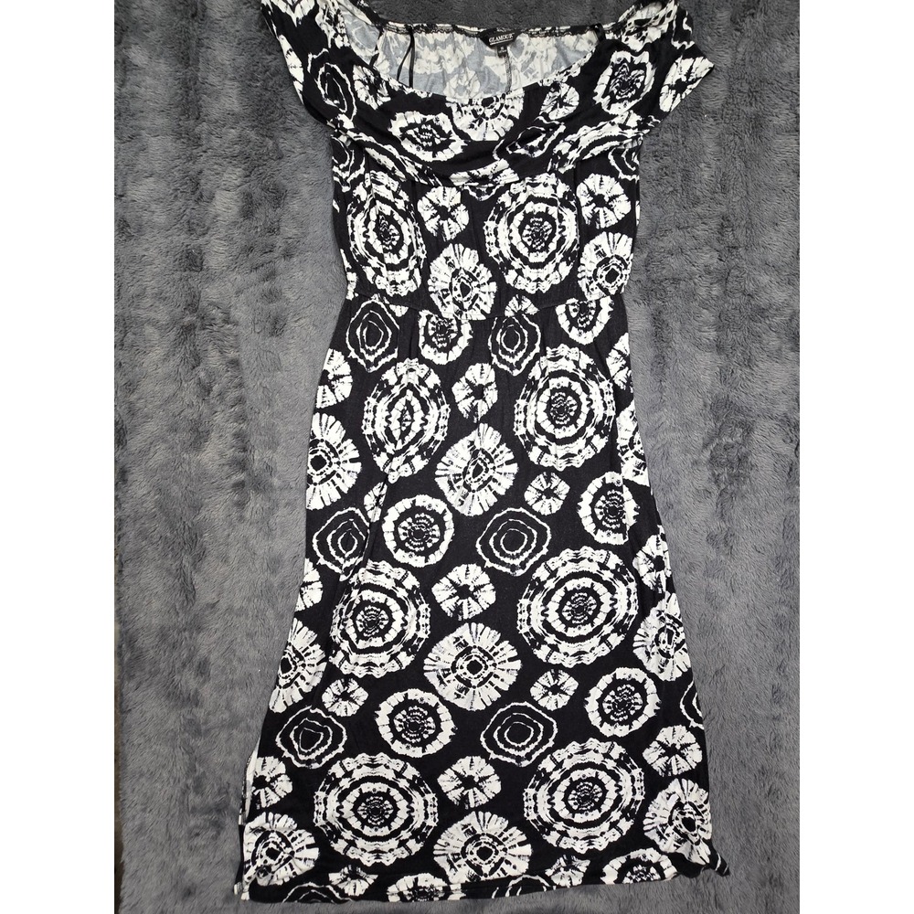 Glamour Black White Tie Dye Medallion Off Shoulder Maxi Dress Size 16